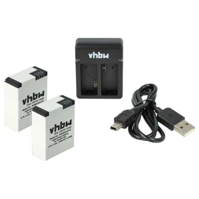 Immagine di vhbw set di accessori ricarica compatibile con GoPro Hero 3 Black Edition, CHDHN 301, CHDHX 301 action camera 2x batteria + caricatore doppio