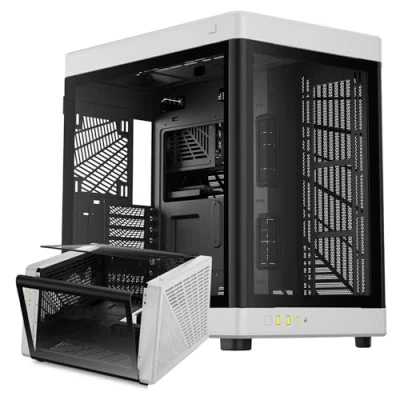 Immagine di GAMDIAS NESO P1 Case ATX Full Tower per P1, apertura con un solo tocco, pannello panoramico in vetro temperato, Dual Cahmber, doppio orientamento, flusso d&#039;aria elevato, gestione dei cavi, interni