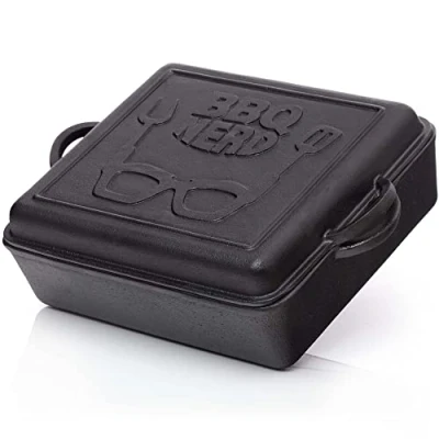 Immagine di BBQ Nerd© Dutch Oven 10,8 l, pentola rettangolare con coperchio/padella Padella in ghisa ignifuga per stufare, arrostire e cuocere ideale campeggio barbecue