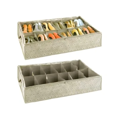 Immagine di Avilia Custodia Portascarpe con 12 Scomparti Scatola Sottoletto, in Polipropilene, 74x15x60cm, Tortora
