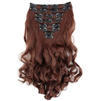 Immagine di CAISHA XXL Set Da 8 Parti Clip In Extensions Extension Per Capelli Parrucchino Voluminosamente Ondulato Marrone CES113 1