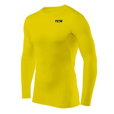 Immagine di TCA Hyperfusion Compression Base Layer Maglia Manica Lunga sotto da Uomo Girocollo Giallo, XL