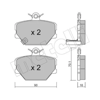 Immagine di METELLI 22 0341 0 Kit pastiglie freno con segnalatore acustico usura SMART: Fortwo II Coupe, City I Cabrio
