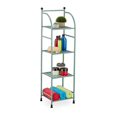 Immagine di Relaxdays Scaffale in Metallo, HxLxP: 115 x 33 28 cm, Mobiletto Cucina e Bagno, 4 Ripiani, Mensole Multiuso, Verde
