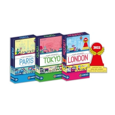 Immagine di HCM Kinzel Bundle Next Station London, Tokyo, gioco da tavolo Parigi, set 3 giochi, Flip and Write Telone reti metropolitane con abilità e strategia, per 1 4 giocatori, a partire dagli 8 anni in