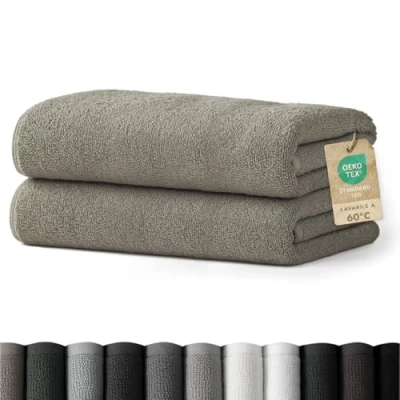 Immagine di Blumtal Asciugamani Bagno, Set Super Assorbenti, 100% Cotone Certificato Oeko Tex 100, 2 Bagno (70x140cm), Grigio