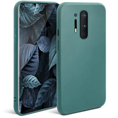 Immagine di Moozy Minimalist Series, Cover in Silicone per OnePlus 8 Pro, Grigio Blu Finitura Opaca, Custodia Sottile e Morbida TPU