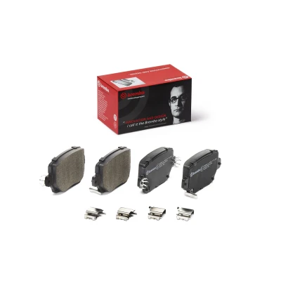 Immagine di BREMBO P 09 030 Kit pastiglie freno con segnalatore acustico usura lamierino anticigolío accessori TESLA: Model 3