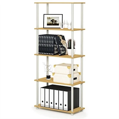Immagine di Furinno Turn N Tube Espositore multiuso a 5 livelli con tubi classici, faggio/bianco