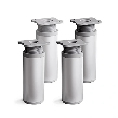 Immagine di sossai® Gambe per mobili MFR1 set di 4 regolabili in altezza Altezza: 60 mm (+20mm) Design: Alu Forma rotonda: 40 x Viti inclusi