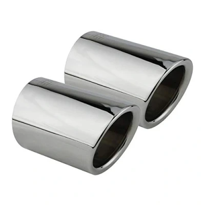 Immagine di L&amp;P A286 2 Terminali di Scarico in acciaio inox lucidato a specchio e cromato, pronti all&#039;uso tramite sistema Plug &amp; Play