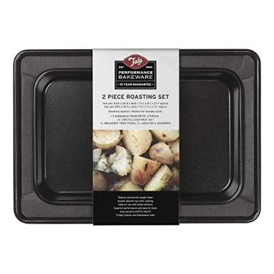 Immagine di Tala Performance Set di 2 padelle per arrosto, calibro professionale, in acciaio al carbonio con rivestimento antiaderente Eclipse, 34,6 x 24,5 6 cm e 29,6 19,3 4
