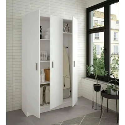 Immagine di Dmora Armadio Multiuso Ante battenti e Tre Ripiani Regolabili, Colore Bianco, Misure 109 x 37 h180, 3
