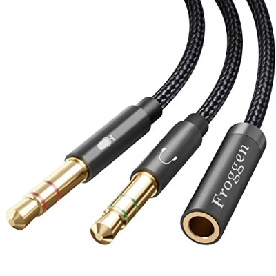 Immagine di 2 in1 Cavo Adattatore Sdoppiatore Cuffie Microfono, Jack 3,5mm Maschio a Femmina, Splitter da Separati per Notebook/PC/Cuffie 35cm