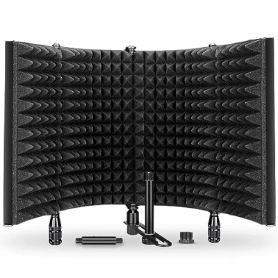 Immagine di Aokeo Microfono Schermo di Isolamento da Studio Schiuma Assorbente ad Alta Densità Compatibile con Blue Yeti e Qualsiasi Apparecchiatura Registrazione a Condensatore(A0 504)