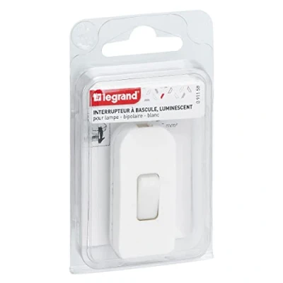Immagine di Legrand LEG91158 Interruttore per lampade 2A, con pulsante luminoso, colore: Bianco