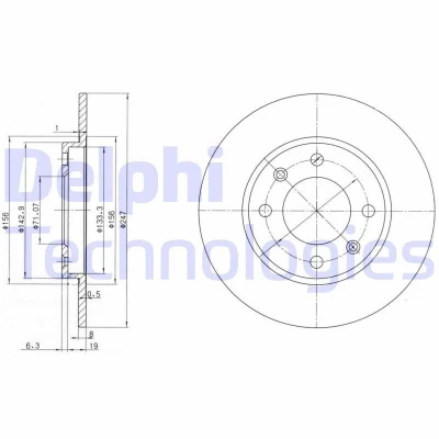 Immagine di DELPHI BG2800 Disco freno 247 8 4 pieno Oleato non trattato senza cuscinetto ruota, anello sensore ABS PEUGEOT: 206 Hatchback, 106 II Hatchback