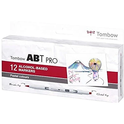 Immagine di Tombow ABT PRO Pennarelli a base di alcol, 12 pezzi, colori pastello