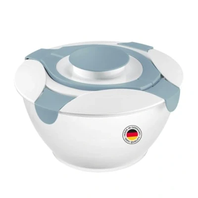 Immagine di Westmark Insalatiera con Manico e Contenitore per Condimento, Capacità 6.5 Litri, Plastica, Praktika, Trasparente Bianco Blu, 2422227B