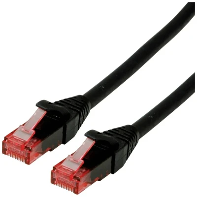 Immagine di Roline 21.15.2551 RJ45 cavo di rete, patch CAT 6 U/UTP 1.00 m Nero non schermato, Privo alogeni, Ritardante fiamma 1 pz.
