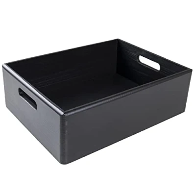 Immagine di Creative Deco XL Grande Scatola in Legno Nera 40 x 30 13 cm (+/ 1 cm) Scatole con Maniglie Cassetta Conteniore Portaoggetti Portagiochi Ideale per Decoupage Documenti e Attrezzi