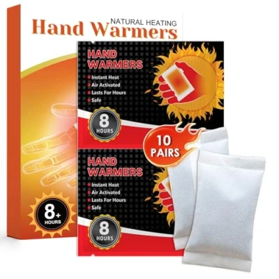 Immagine di 10 Paia Scaldamani, 12 Ore di Extra Calore Immediato, Effetto termico profondo, Hand Warmers, Scaldini Attivati dall&#039;Aria, Ideali per Attività all&#039;Aperto