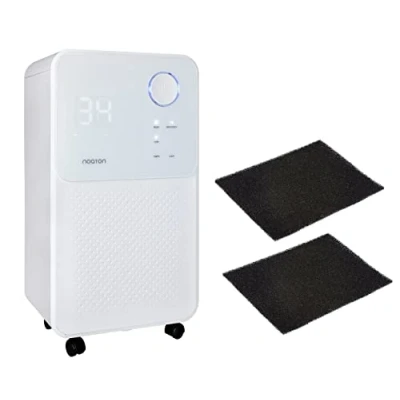 Immagine di Deumidificatore e purificatore d&#039;aria Noaton DF 4114 + 2 filtri a carbone C2, max 13,5 L/giorno, per ambienti fino 25 m²/63 m3, 180 W, tubo flessibile di scarico, asciugatura biancheria, timer