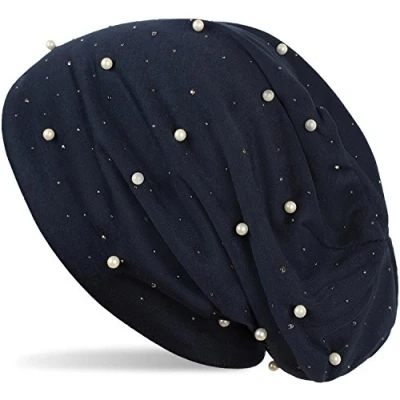 Immagine di styleBREAKER Berretto Beanie con Perline e Borchie a Rivetto, Slouch Long Beanie, da Donna 04024140, Colore:Blu Notte/Blu Scuro