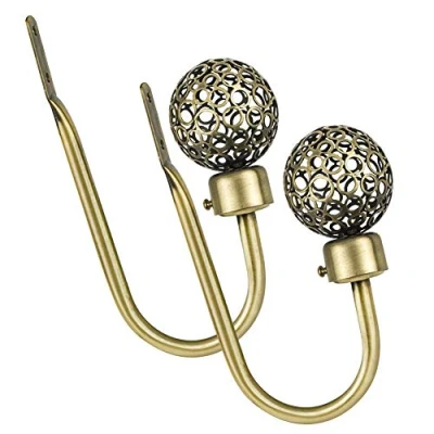 Immagine di INCREWAY Ganci per tende, 2 pezzi, in metallo, a forma di U, con viti, fermatenda (bronzo antico)