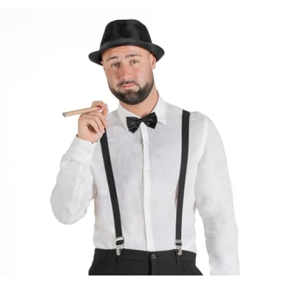 Immagine di Ciao Kit travestimento Anni &#039;20 Gangster (cappello, bretelle, papillon, finto sigaro)
