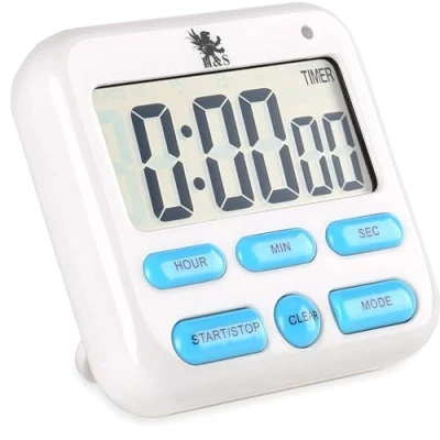 Immagine di H&amp;S Timer da Cucina Digitale Cronometro con Supporto Magnetico e Ampio Display LCD Facile Leggere Orologio o Palestra Allarme Sonoro Batteria AAA Inclusa