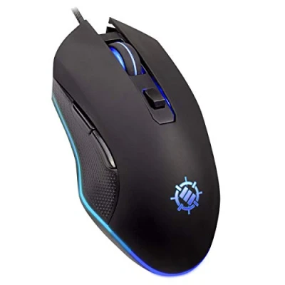 Immagine di ENHANCE Infiltrate Mouse da Gioco, Cablato con Sensore Ottico 6 Pulsanti Programmabili, Illuminazione LED RGB Multicolore, 4 Livelli DPI e Cavo in Nylon Intrecciato per Computer