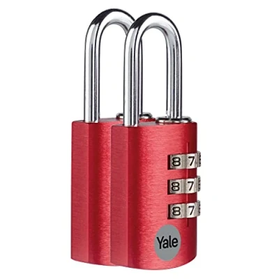Immagine di YALE YE3CB/28/126/2/CO Combinazione in Alluminio 28 mm PK2 Red Effect, Rosso 2 Pezzi, 28mm