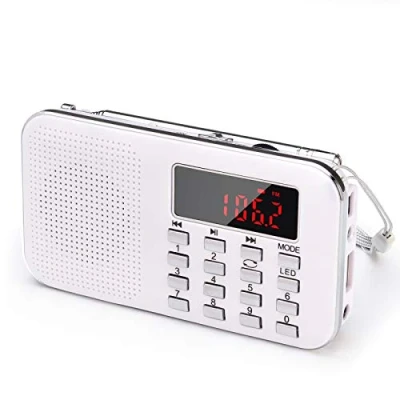Immagine di Radio Portatili Ricaricabile FM/AM(MW) Aggiornamento PRUNUS J 908,Radiolina Portatile Digitale,Lettore Musicale MP3,Supporto USB/AUX/Micro TF Card, Aggiunta Torcia di Emergenza. Bianco