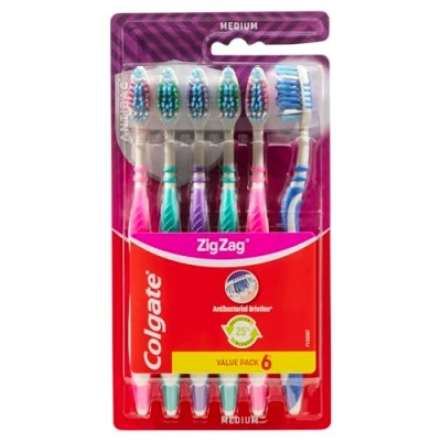 Immagine di Colgate CP24503, Spazzolino da Denti Zig Zag, Pulizia Interdentale Profonda, 6 pz, Multicolore