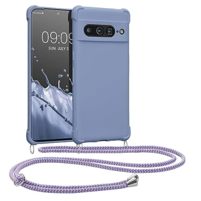 Immagine di kwmobile Custodia Compatibile con Google Pixel 7 Pro Cover Back Case in Silicone TPU Protezione Smartphone Cordino lavanda