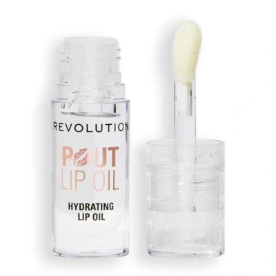 Immagine di Revolution, Pout Lip Oil Olio Nutriente Labbra Teinté, Altissima Brillantezza e Finitura Non Appiccicosa, Vegano Senza Crudeltà, Litchi Trasparente, 4 ml