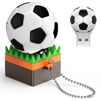Immagine di Uflatek Chiavette USB da 32 GB Calcio Stick Bianco Memoria Unità Flash Drive ad Alta Velocità Pennetta 2.0 Pen per Computer Tablet e PC
