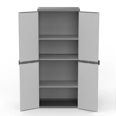 Immagine di mongardi Alto 4 Piani Armadio in Resina di PVC e PP, 2 Ante, 3 Ripiani, Facile da Montare, Modular System, Resistente, Adatto ad Ambienti Interni ed Esterni, 68L x 40P 165H cm, Nero Grigio, Unica