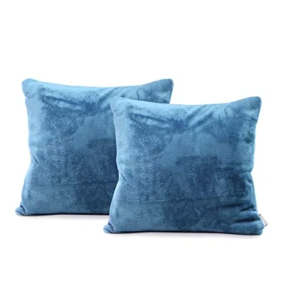 Immagine di DecoKing 2 federe da 45 x cm, in microfibra, con chiusura lampo, colore blu scuro