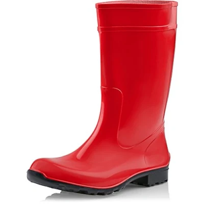 Immagine di Ladeheid Stivali Pioggia Donna 100% Impermeabili Gomma Robusto e Confortevole Alti da Scarpe Femminile LA 967 (Rosso/Nero 39 EU)
