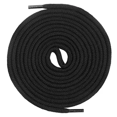 Immagine di Mount Swiss©, Lacci per scarpe, premium, tondi, in 100% cotone, resistenti agli strappi, diametro 3 mm 4 mm, 12 colori, lunghezza 45 200 cm, Adulti (unisex), Ms sb 01, nero, 80 cm