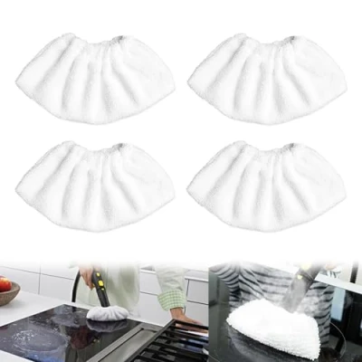 Immagine di Microfibra per scopa a vapore, accessori l&#039;ugello, set di panni in spugna, rivestimento spugna cotone compatibile con la maggior parte dei pulitori vapore