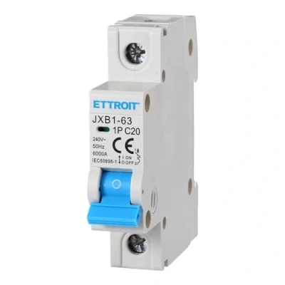 Immagine di Interruttore magnetotermico 1P, occupa 1 modulo, 220V 230V, 20A C20, curva C, 6KA 6000A