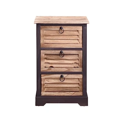 Immagine di Rebecca Mobili Comodino bagno, cassettiera con 3 casetti, legno scuro, per arredo camera bagno casa Misure: 63 x 40 x27 cm (HxLxP) Art. RE4549