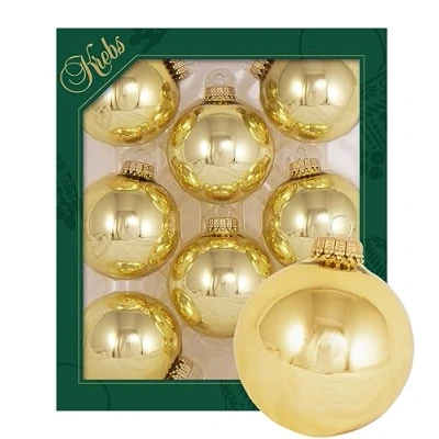 Immagine di Krebs Glas Lauscha Decorazione natalizia/decorazioni per albero di Natale in vetro Palline Colore: oro lucido 8 pezzi Dimensioni: circa 7 cm