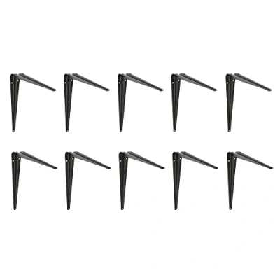Immagine di Amig Set di 10 Staffe per Mensole in Acciaio Supporti Reggimensola Colore Nero Dimensioni 400 x 350 Peso max. 40 kg