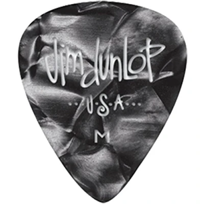 Immagine di Dunlop Classic, Plettri Per Chitarra In Celluloide, Confezione Da 12 Pezzi Thin Black Pearloid