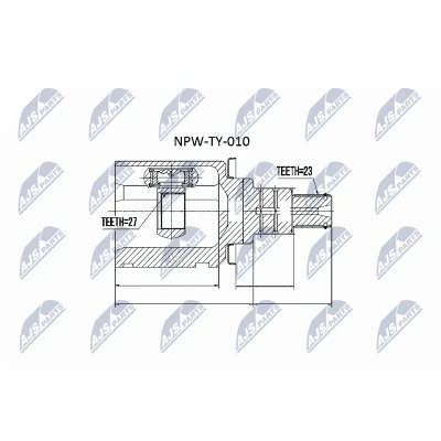 Immagine di NTY NPW TY 010 Kit Giunto Omocinetico sul lato del cambio, Assale anteriore Sx TOYOTA: RAV4 II SUV, Yaris I Hatchback, III SUV