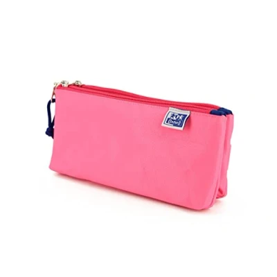 Immagine di Oxford, Kangoo Kids Astuccio scolastico a 2 scomparti, in gomma elastica, cerniere, colore: rosa Fucsia, Rosa, moderno